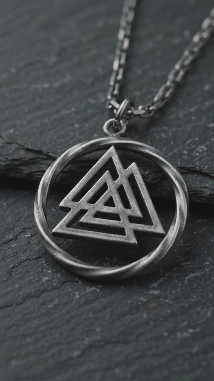 925 Sterling Silver Triangle Pendant Necklace, Geometric Symbol Jewelry, Minimalist Gothic Silver Necklace