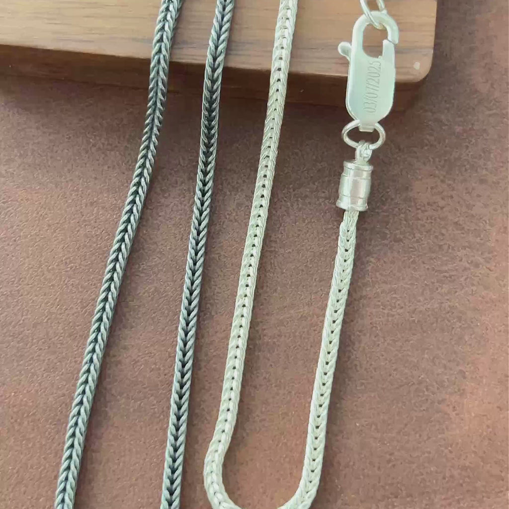 Custom 925 Sterling Silver Foxtail Chain Anklet, Engraved Groomsmen Bridesmaid Gift for Him Her