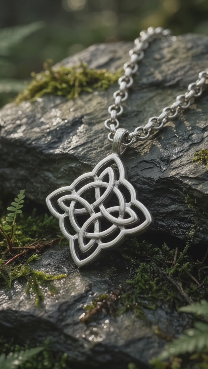925 Sterling Silver Celtic Knot Necklace, Infinity Knot Pendant, Spiritual Symbol Jewelry, Vintage Silver Necklace Gift