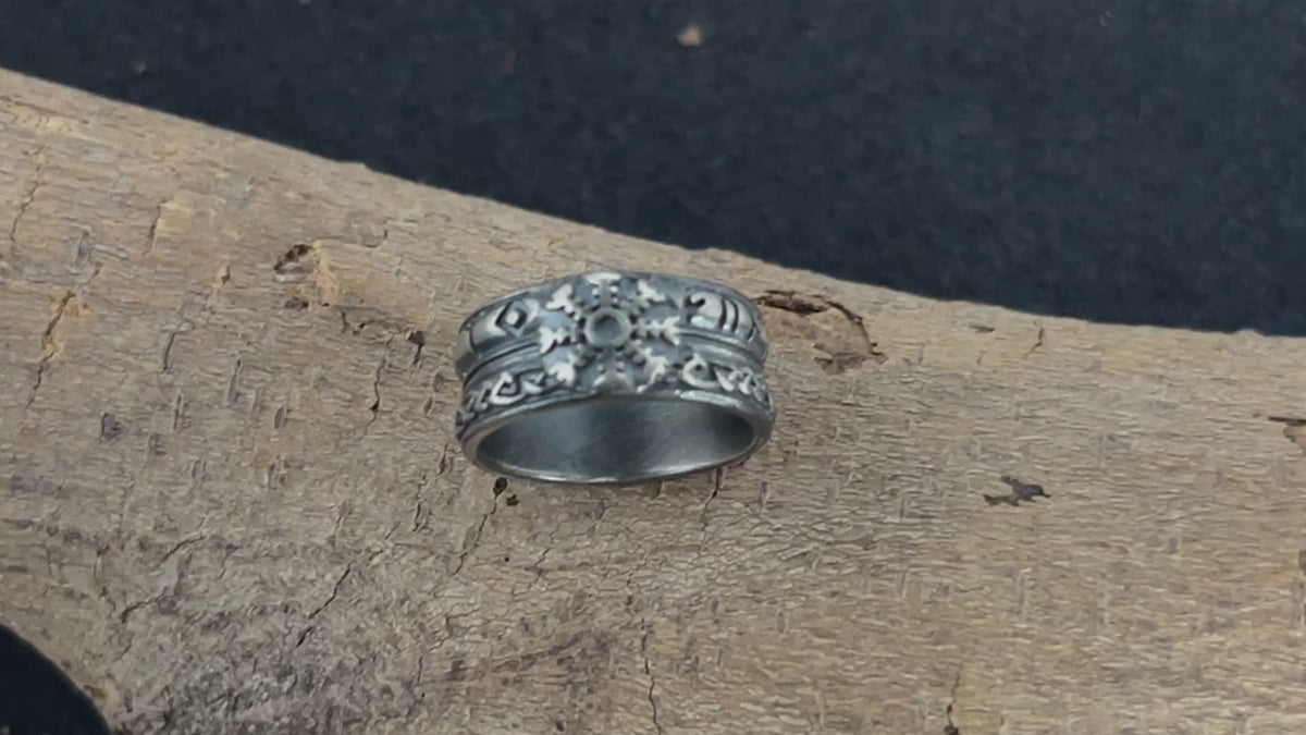 Personalized 925 Sterling Silver Viking Compass Ring Custom Engraved Mens Band