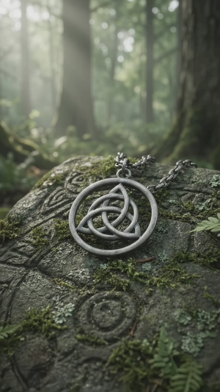925 Sterling Silver Triquetra Pendant, Celtic Knot Necklace, Oxidized Silver Jewelry, Symbolic Gift