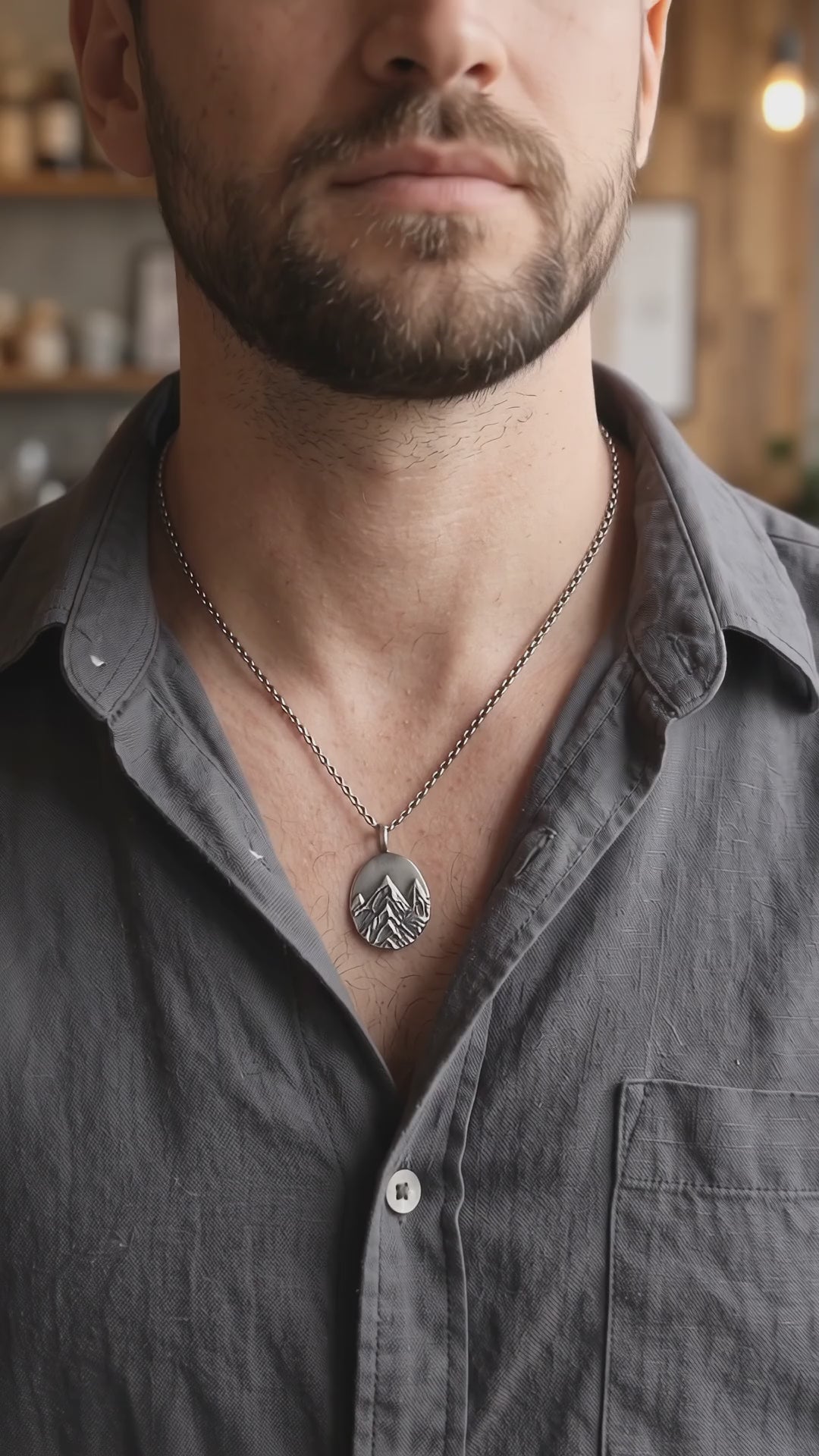 925 Sterling Silver Mountain Custom Engravable Pendant Durable Necklace