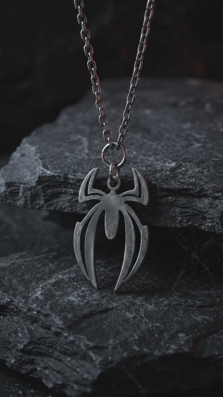 925 Sterling Silver Spider Pendant Necklace, Gothic Jewelry, Dark Alternative Necklace, Bold Unisex Gift