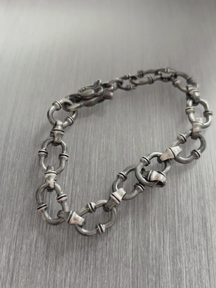Gothic Wilderness Bamboo Bracelet, 925 Sterling Silver Detailed Mythic Beast Wristband