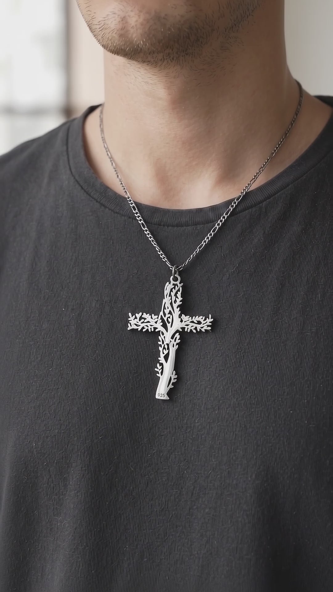 925 Sterling Silver Tree of Life Cross Pendant Offering Renewal and Eternal Life