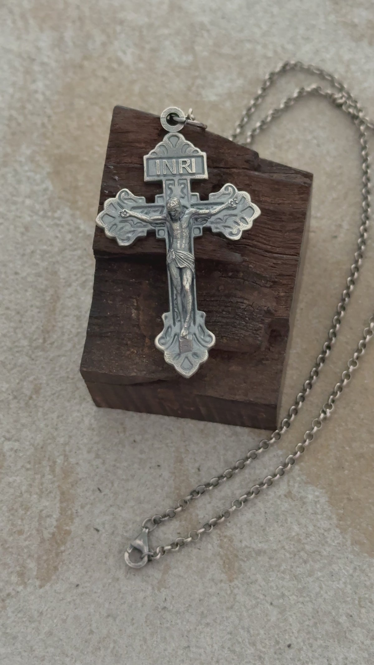 Sacred INRI Jesus Crucifix Pendant, Engravable Solid 925 Sterling Silver Holy Christian Faith Cross