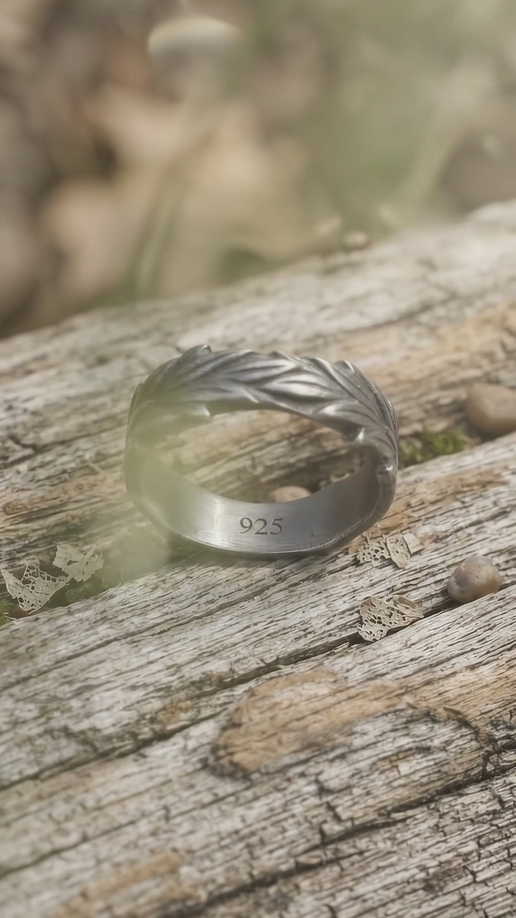 Vintage Oxidized 925 Sterling Silver Olive Leaf Ring-Custom Gift for Him