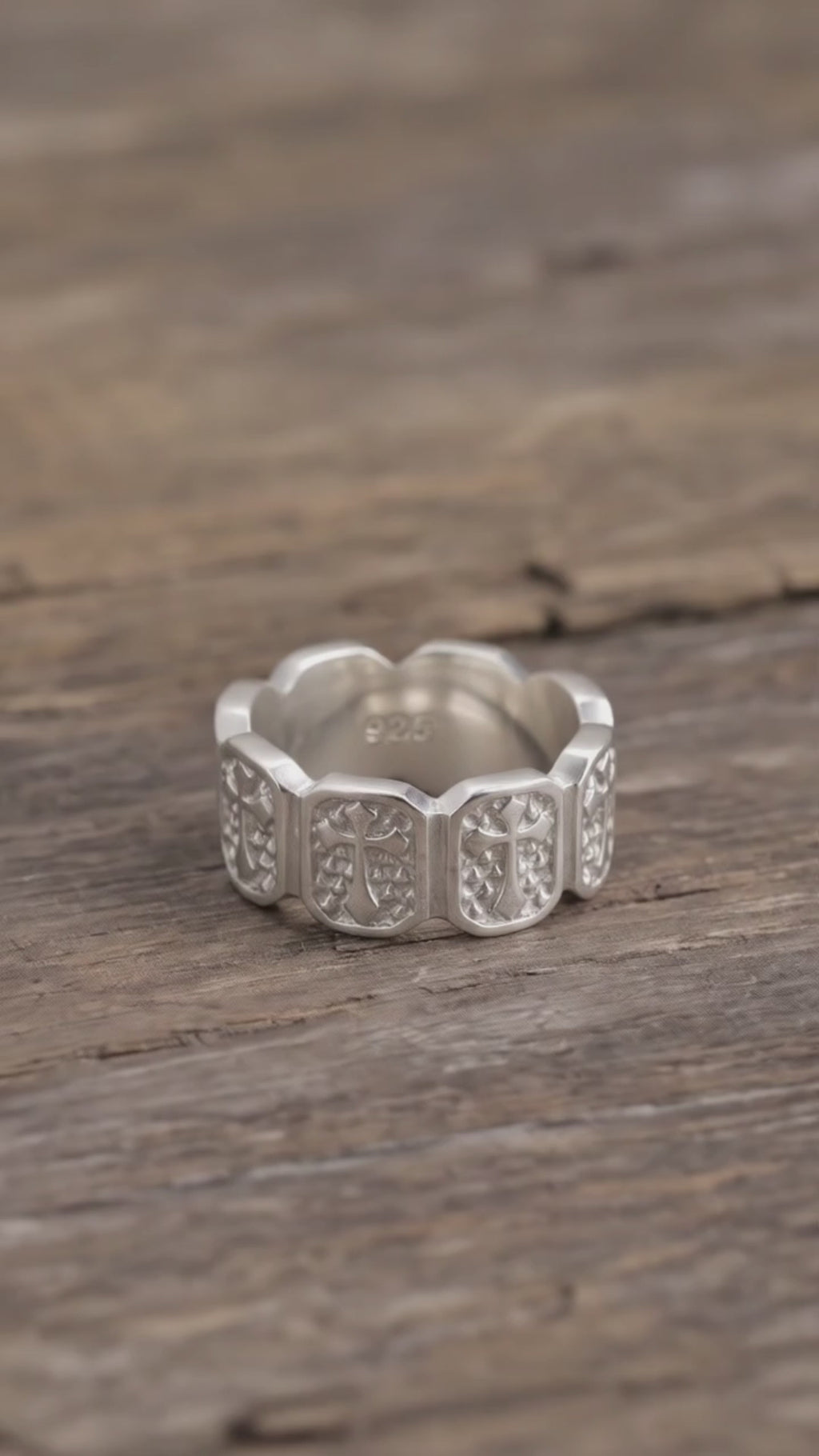 Personalized Mens Vintage 925 Sterling Silver Cross Ring - Custom Engraved Band