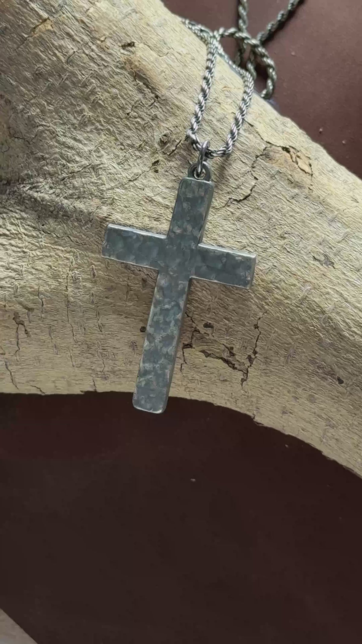 925 Sterling Silver Hammered Cross Durable Faith Pendant Necklace Gift