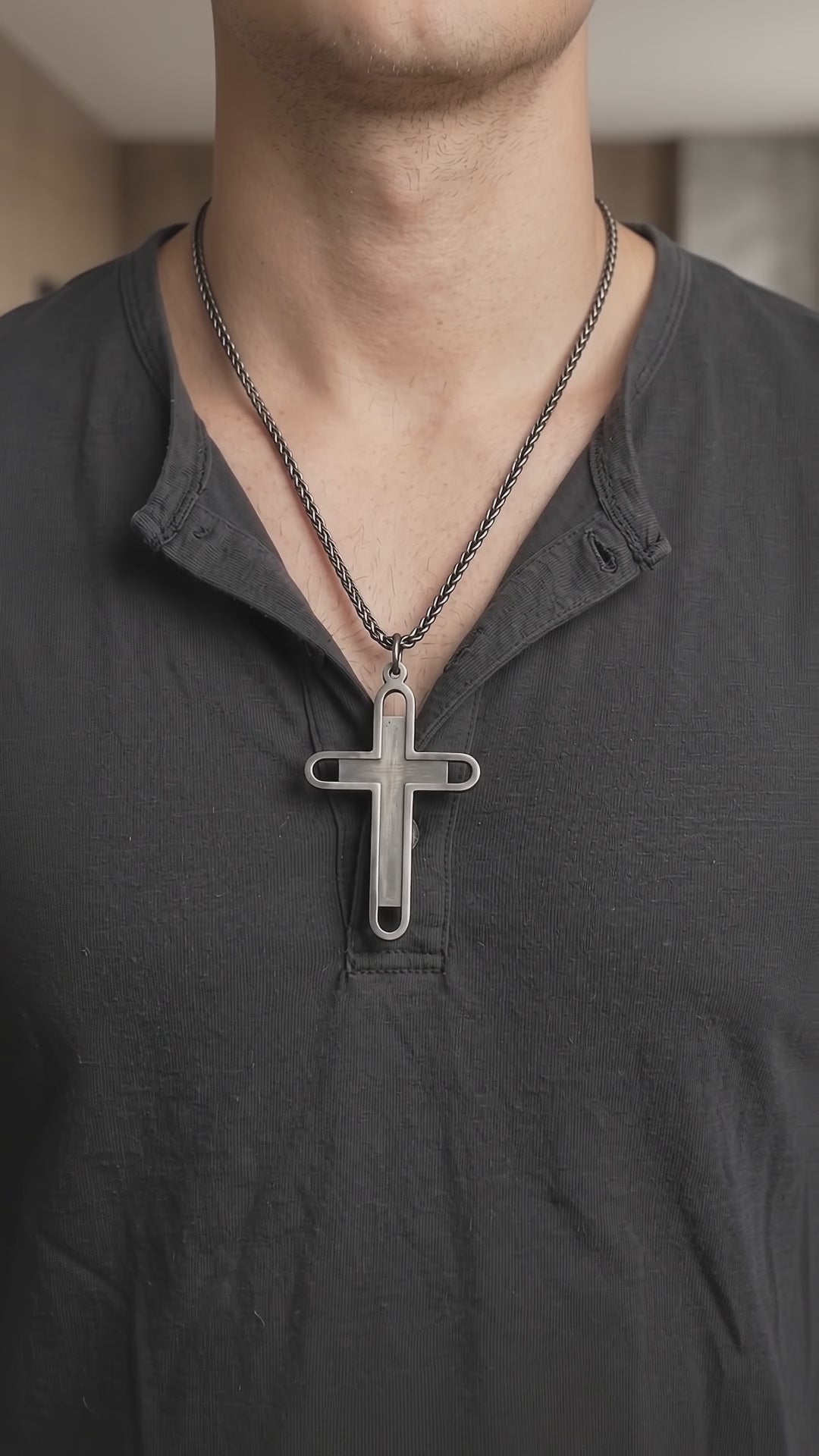Engraved 925 Sterling Silver Layered Cross Pendant for Unshakable Faith & Sacred Protection