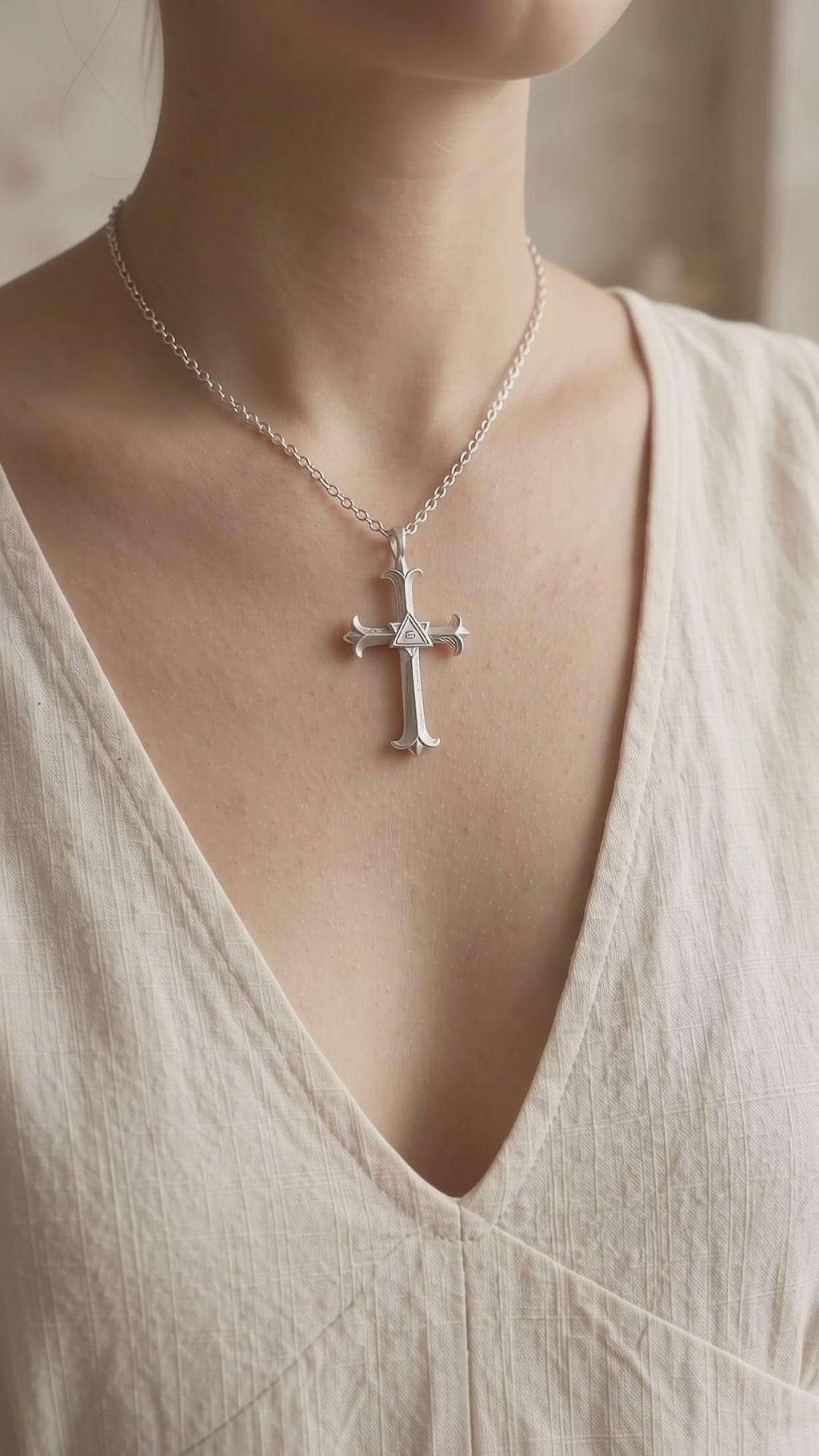 Custom 925 Sterling Silver Eye of Providence Cross Pendant for Divine Watchful Grace