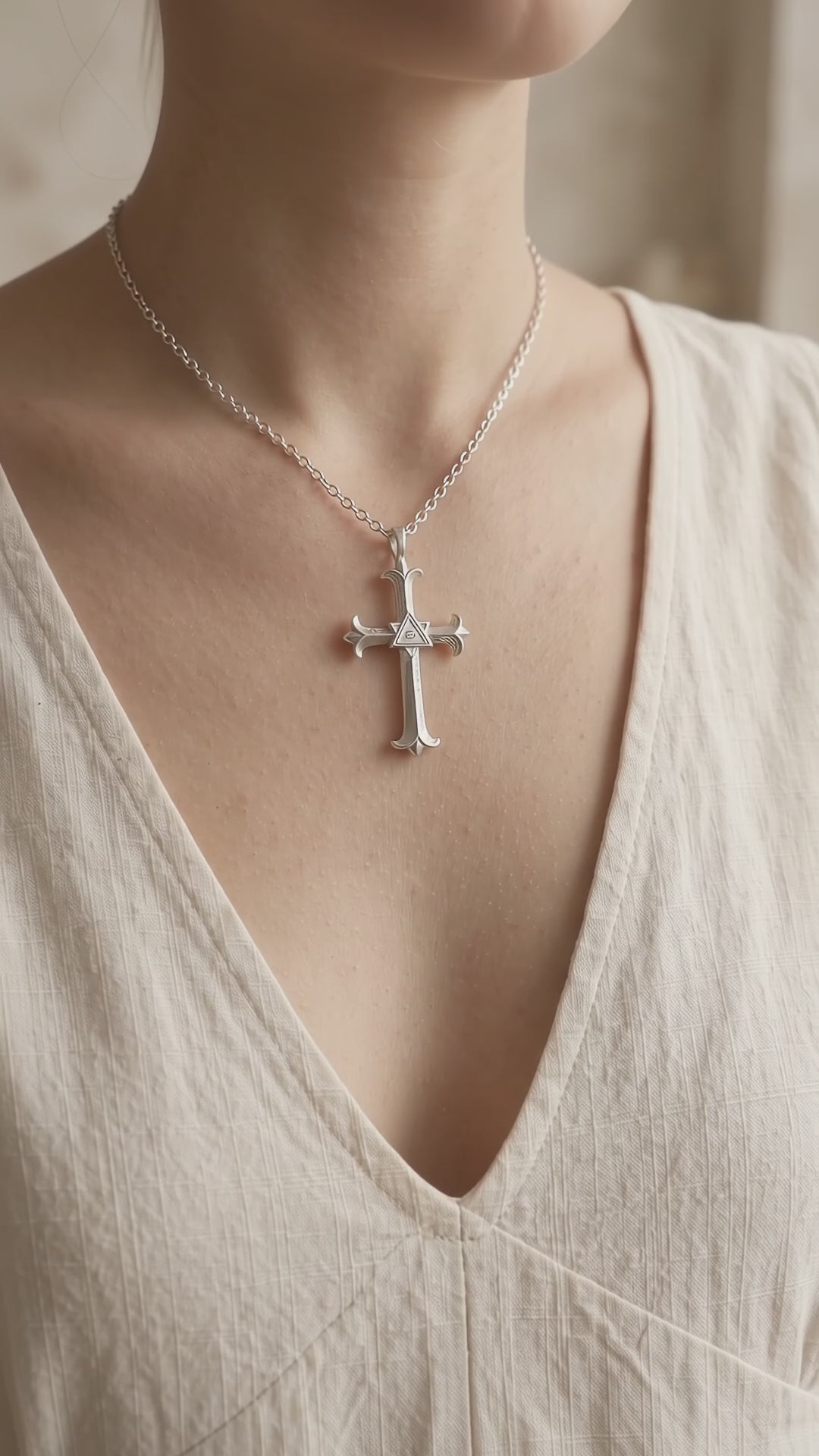 Custom 925 Sterling Silver Eye of Providence Cross Pendant for Divine Watchful Grace