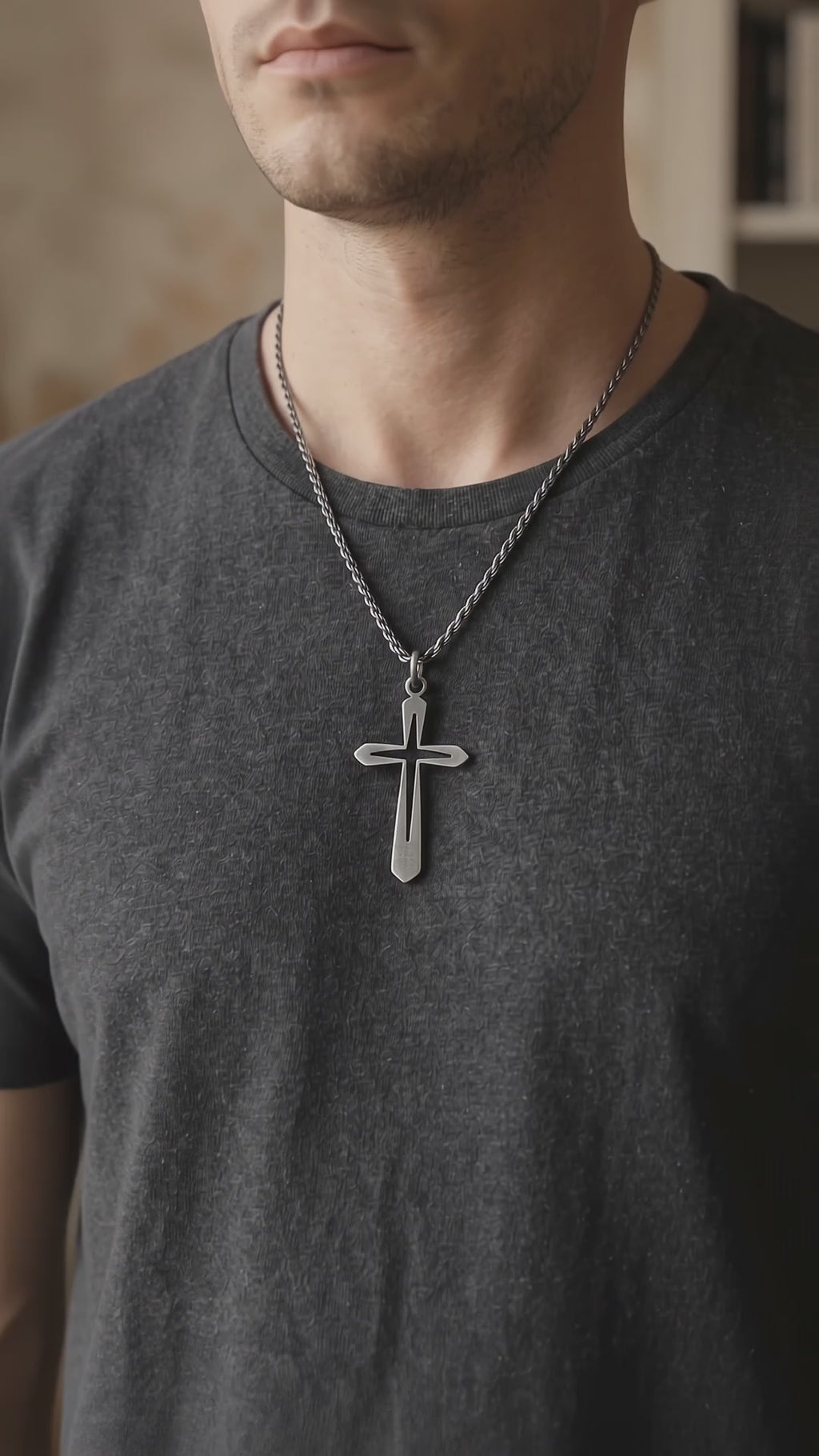 925 Sterling Silver Hollow Cross Pendant Embodying His Eternal Grace and Holy Light