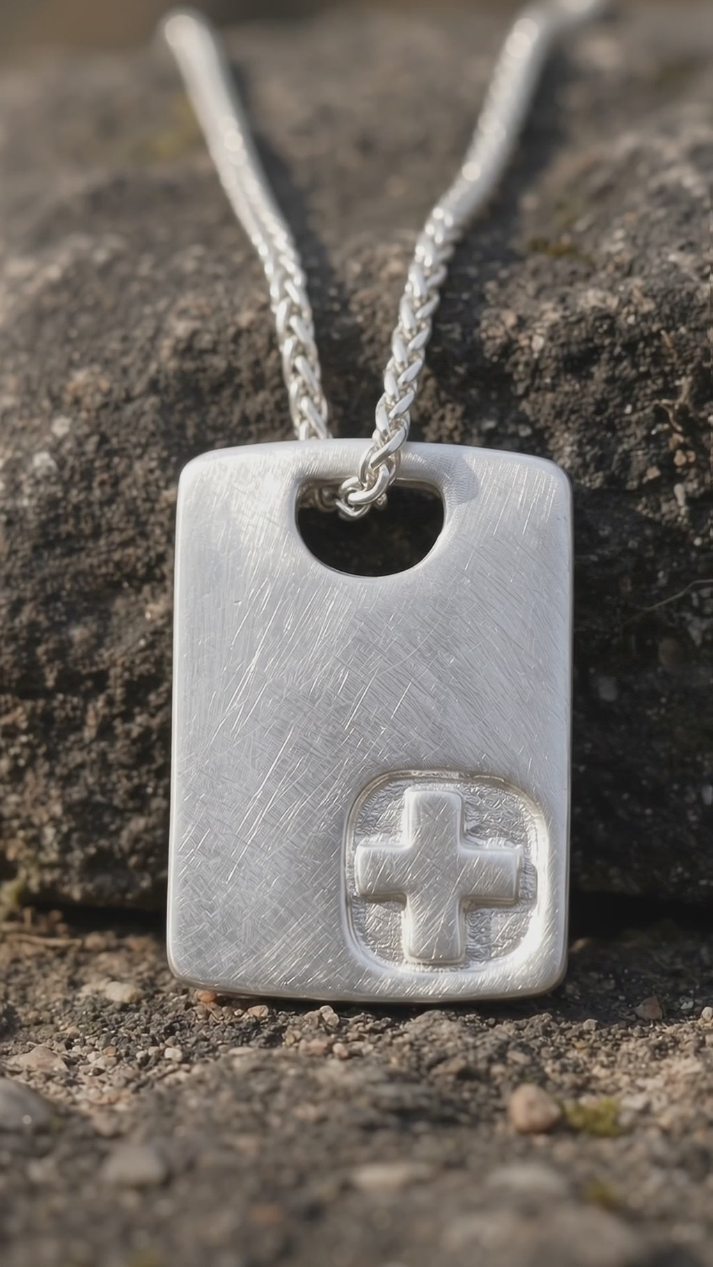 925 Sterling Silver Engravable Military Tag Cross Pendant Bound In Divine Protection