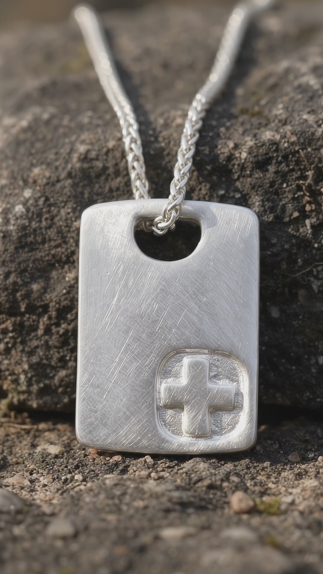 925 Sterling Silver Engravable Military Tag Cross Pendant Bound In Divine Protection