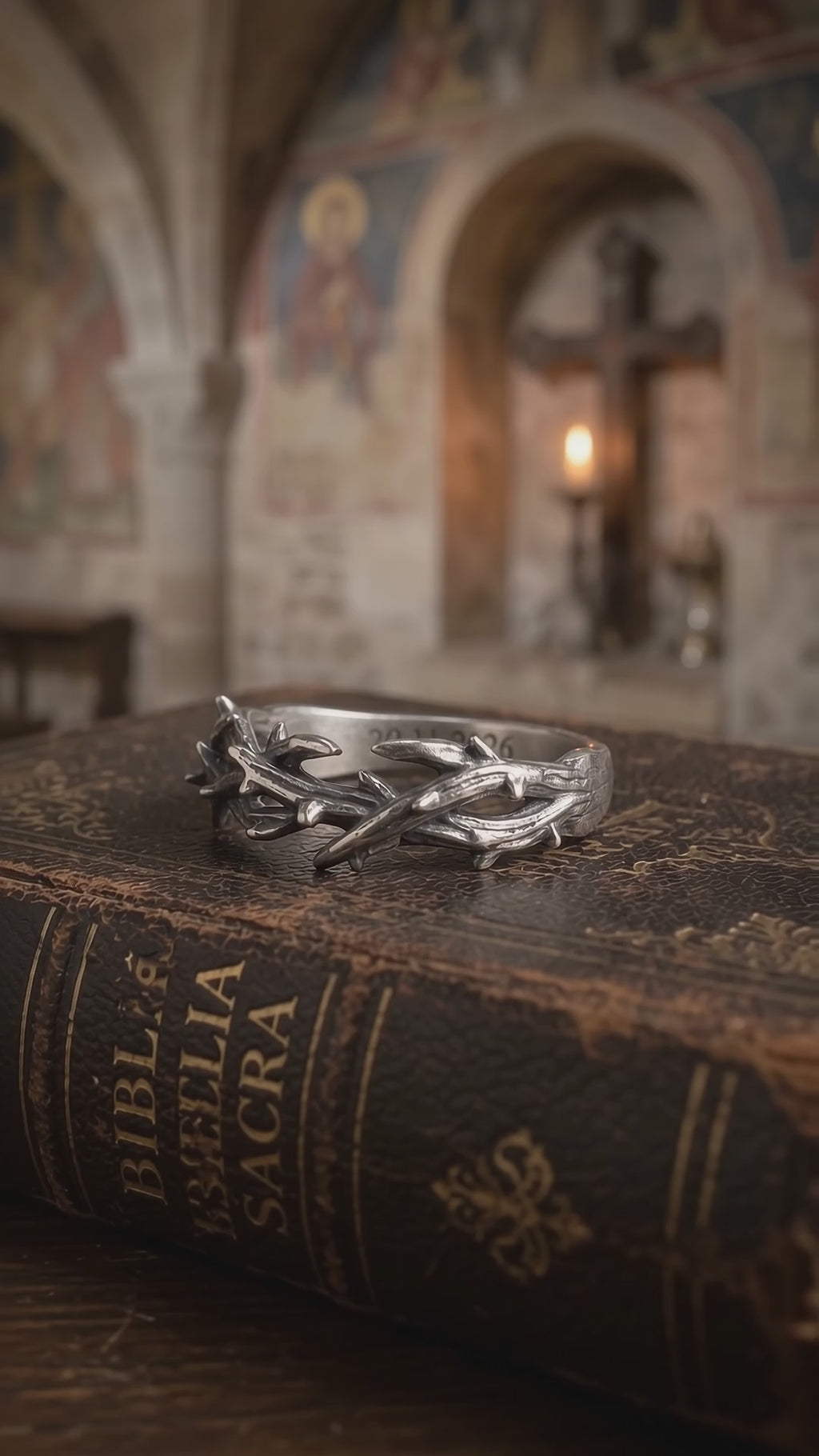 Custom Crown of Thorns 925 Sterling Silver Ring - Personalized Men's Gift