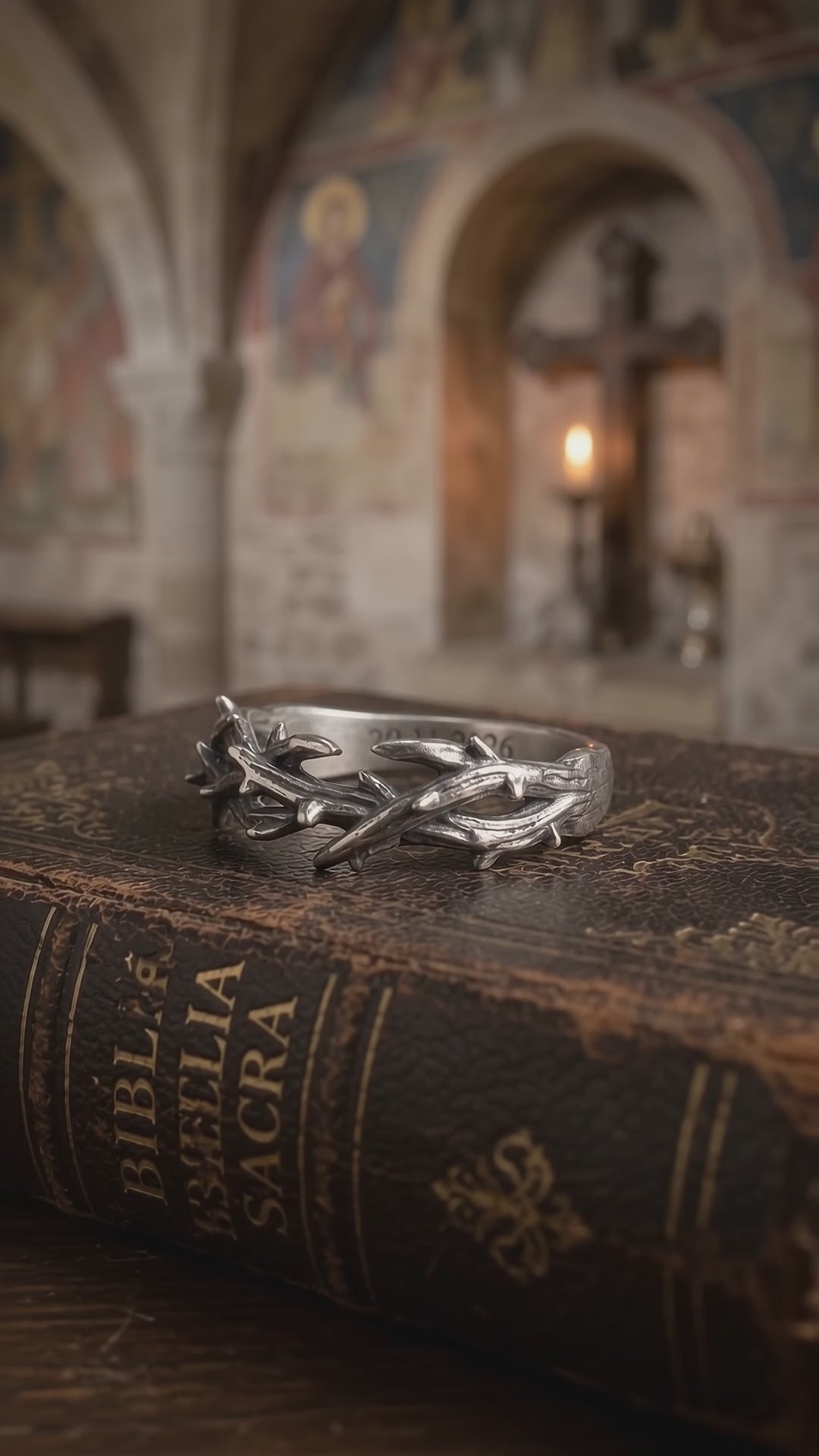 Custom Crown of Thorns 925 Sterling Silver Ring - Personalized Men's Gift