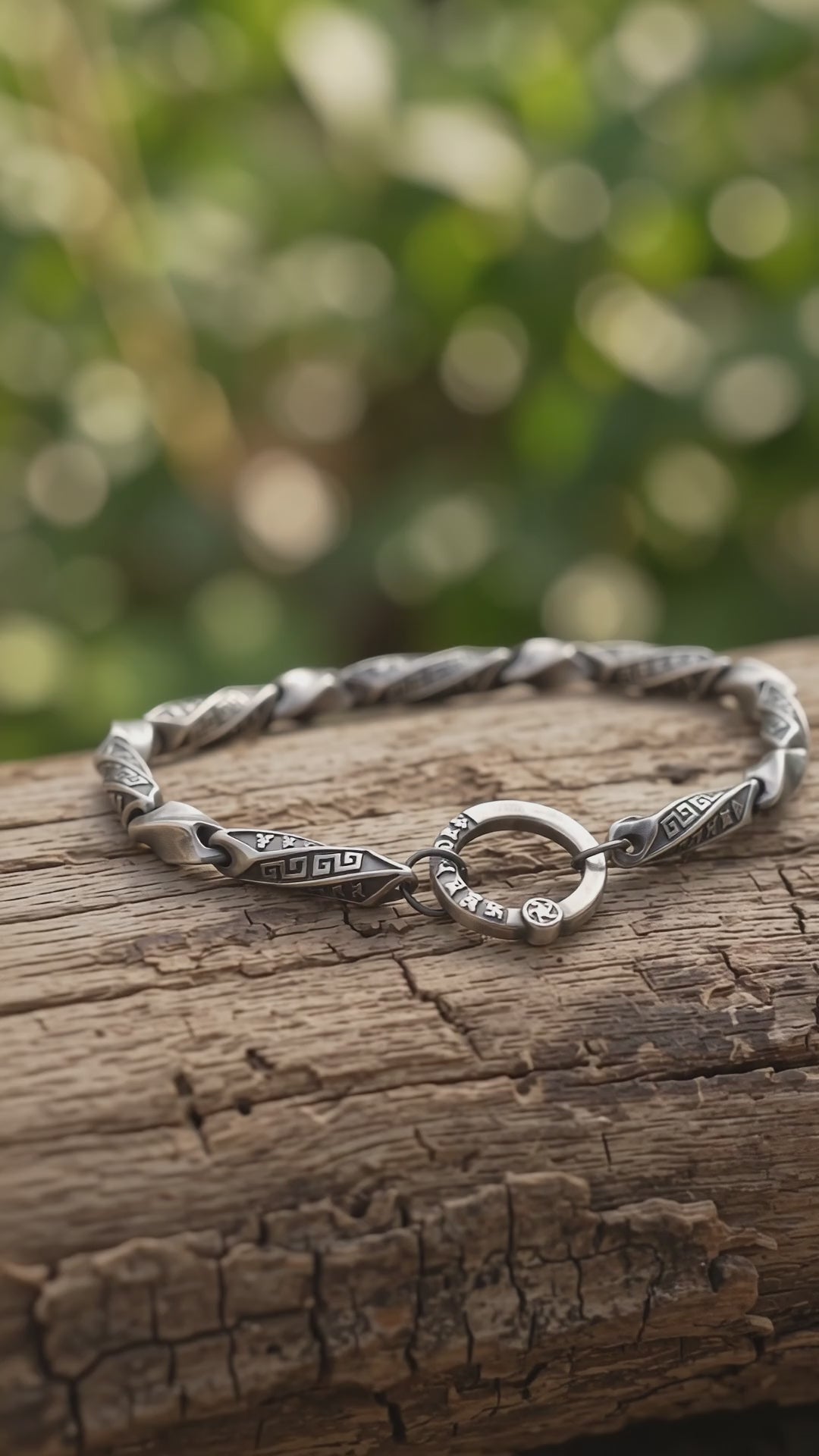925 Sterling Silver Vintage Engraved Mantra Chain Bracelet for Daily Wear