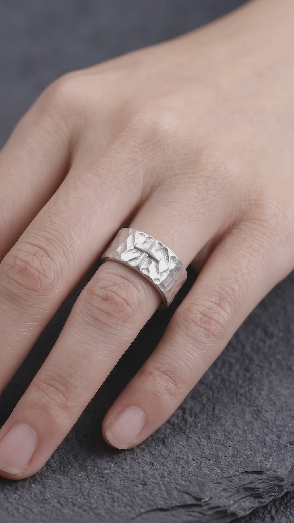 925 Sterling Silver Hammered Cross Matching Couple Rings, Custom Engraved Textured Wedding Bands for Him & Her, Promise Ring