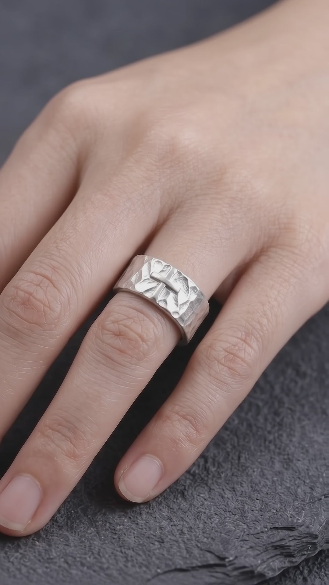 925 Sterling Silver Hammered Cross Matching Couple Rings, Custom Engraved Textured Wedding Bands for Him & Her, Promise Ring