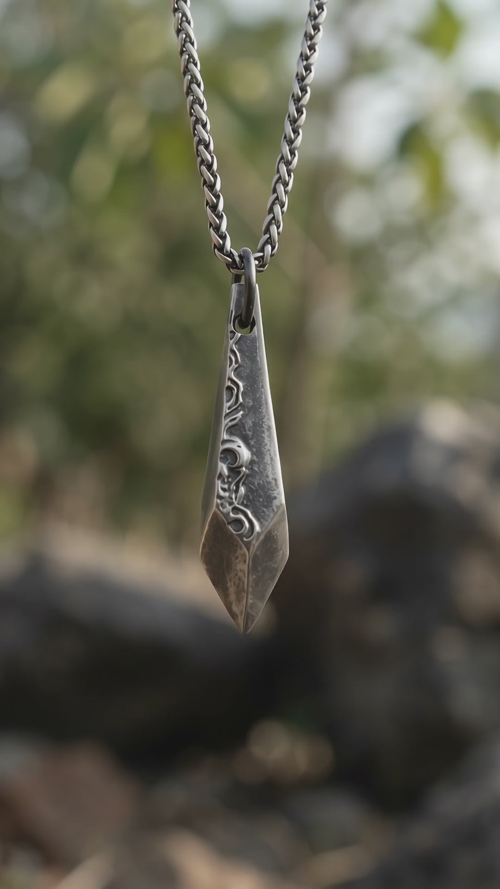Personalized 925 Sterling Silver Spike Blade Pendant Long Lasting Necklace
