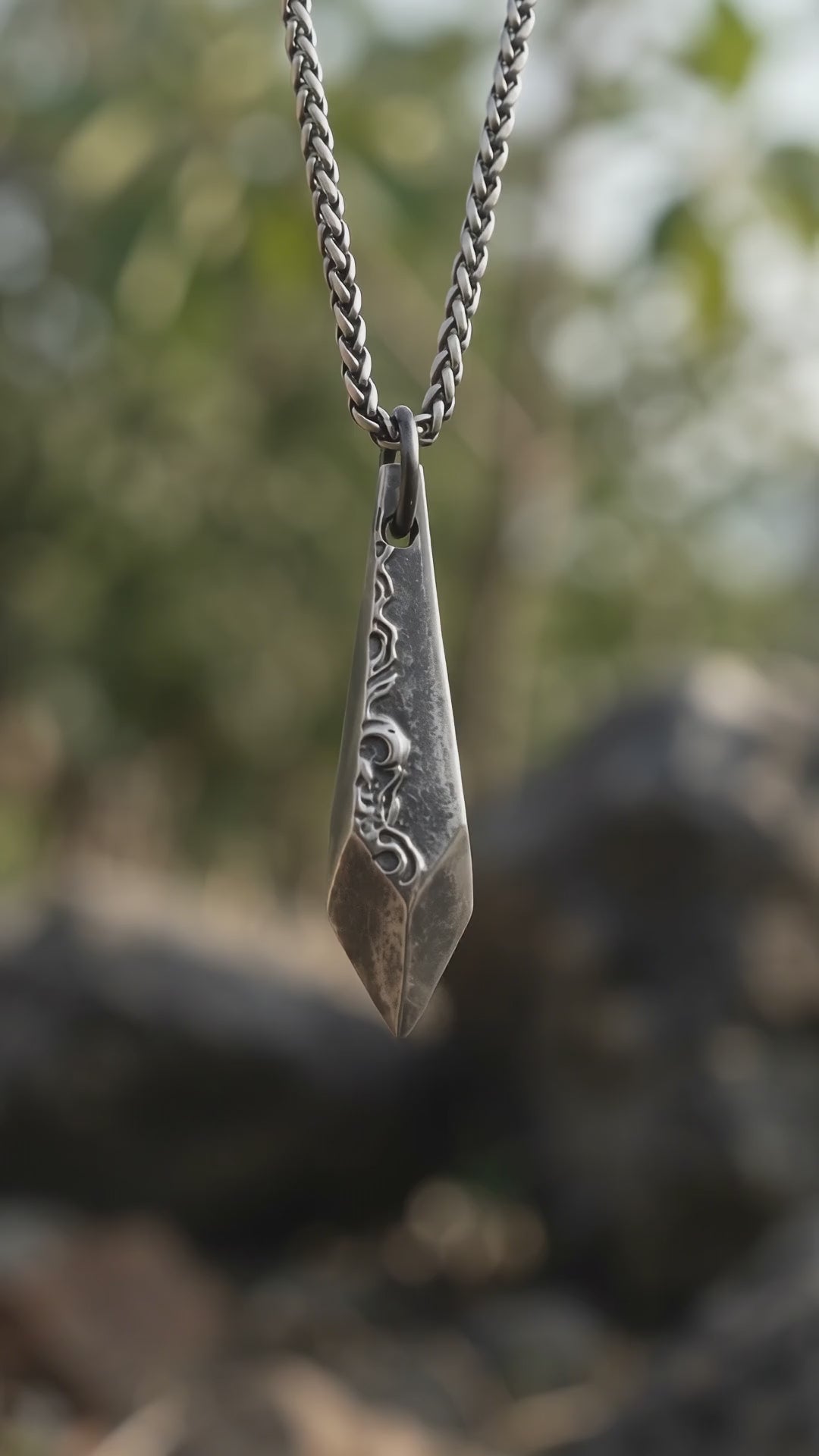 Personalized 925 Sterling Silver Spike Blade Pendant Long Lasting Necklace