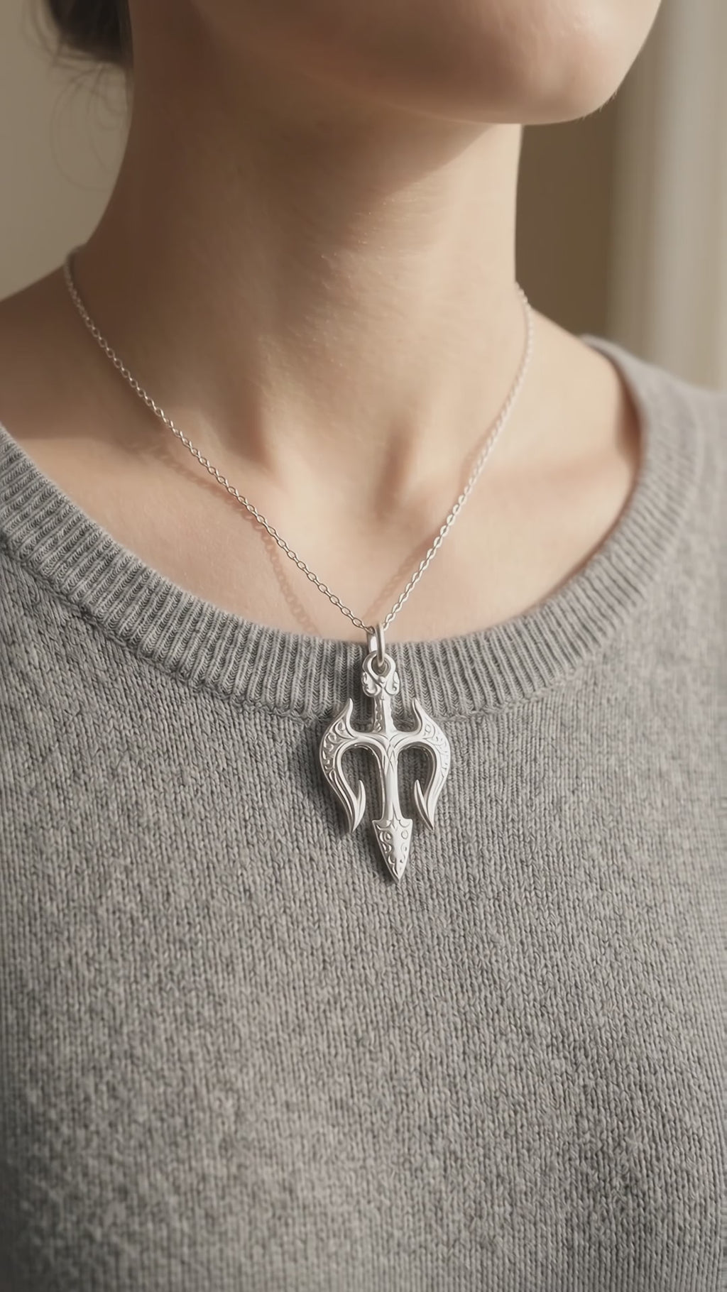 925 Sterling Silver Holy Trinity Trident Cross Pendant Shielding Your Heart In Divine Grace