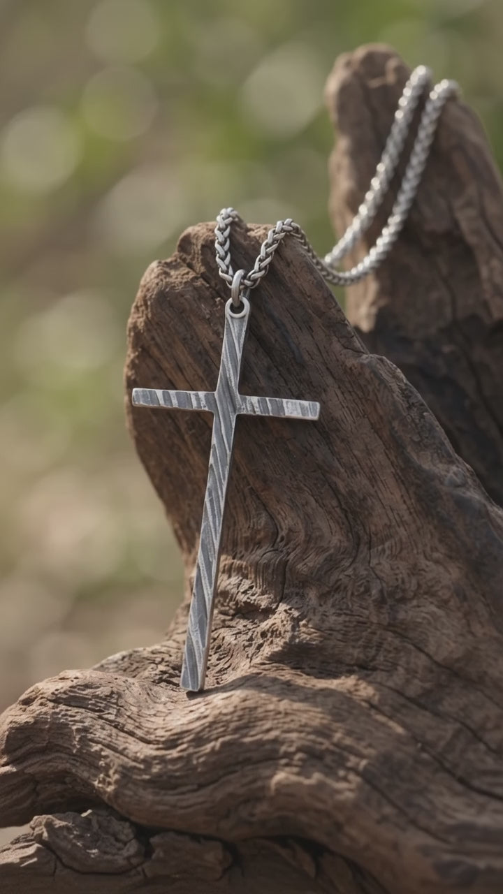 925 Sterling Silver Spiral Grooved Cross Pendant Anchored In Sacred Redemption