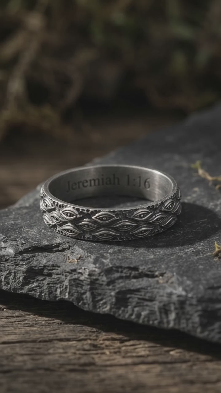 925 Sterling Silver All-Seeing Eye Band Ring, Vintage Ornate Ring, Personalized Faith Jewelry