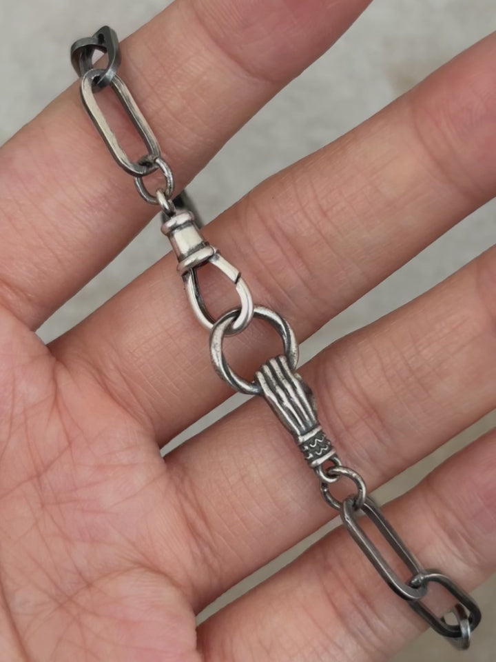 925 Sterling Silver Hand Paperclip Bracelet