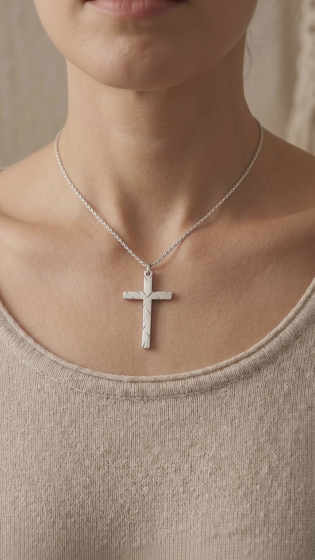 925 Sterling Silver Chiseled Holy Cross Durable Religious Faith Pendant Necklace