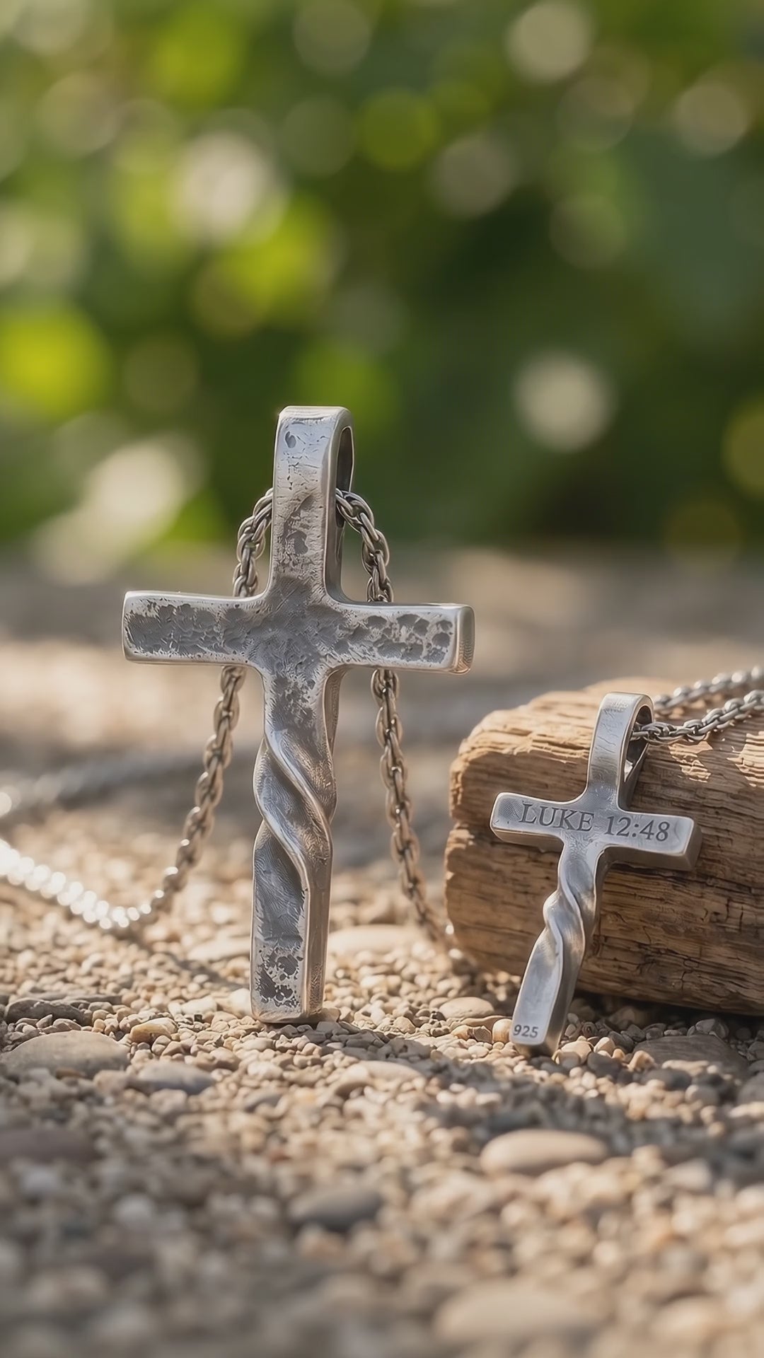 Unwavering Spirit Twisted Cross Pendant, 925 Sterling Silver Faith Amulet
