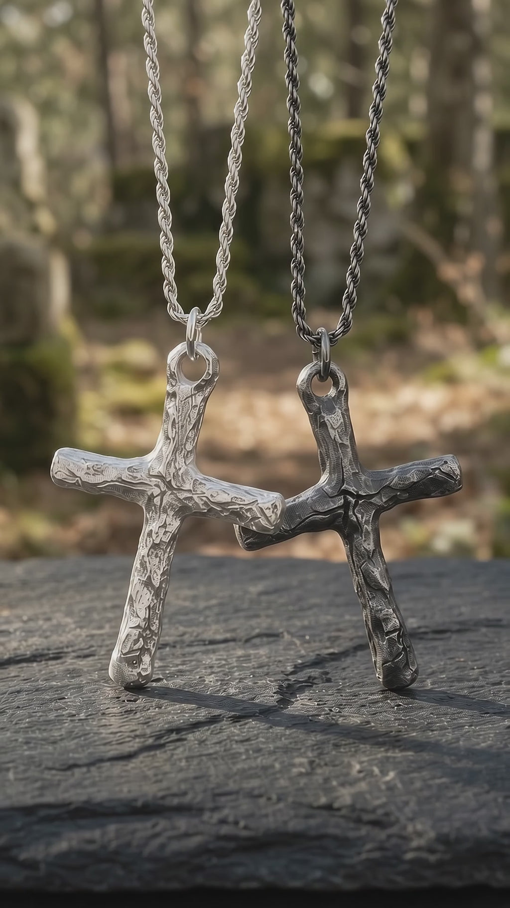 925 Sterling Silver Rustic Textured Holy Cross Durable Faith Pendant Necklace