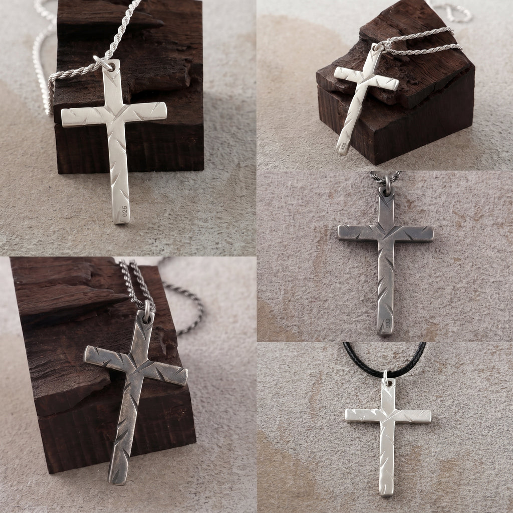 925 Sterling Silver Chiseled Holy Cross Durable Religious Faith Pendant Necklace