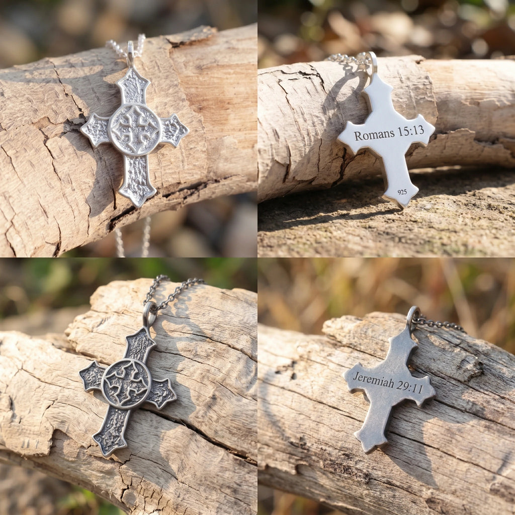 Custom 925 Sterling Silver Celtic Cross Pendant Enclosing Your Heart In Eternal Holy Light