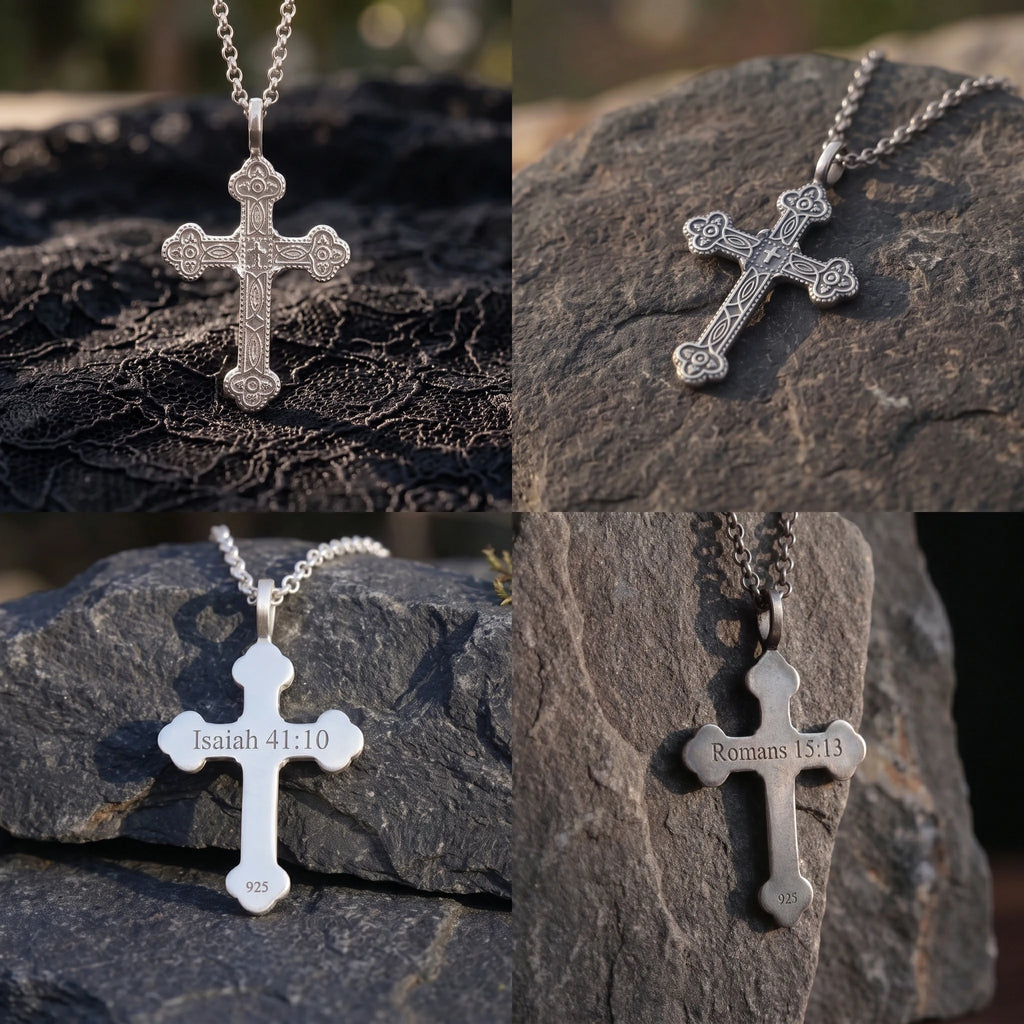 925 Sterling Silver Engravable Celtic Cross Pendant Honoring Eternal Holy Trinity Grace