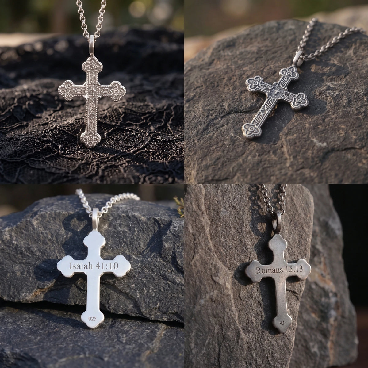 925 Sterling Silver Engravable Celtic Cross Pendant Honoring Eternal Holy Trinity Grace