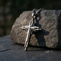 Engraved 925 Sterling Silver Layered Cross Necklace for Sacred Faith & Protection