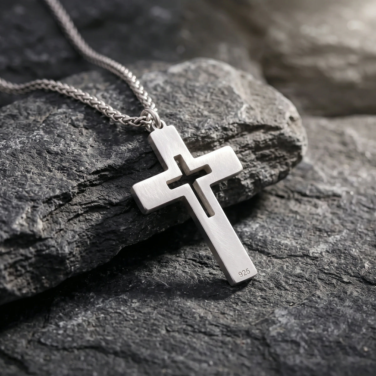 925 Sterling Silver Cutout Cross Pendant for Sacred Faith Within & Divine Protection