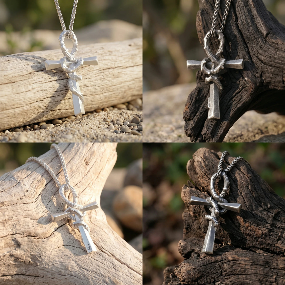 925 Sterling Silver Crown Of Thorns Cross Pendant Anchored In His Eternal Salvation