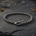 Modern Industrial Rolo Chain Bracelet, Oxidized 925 Sterling Silver Vintage Statement Wristband