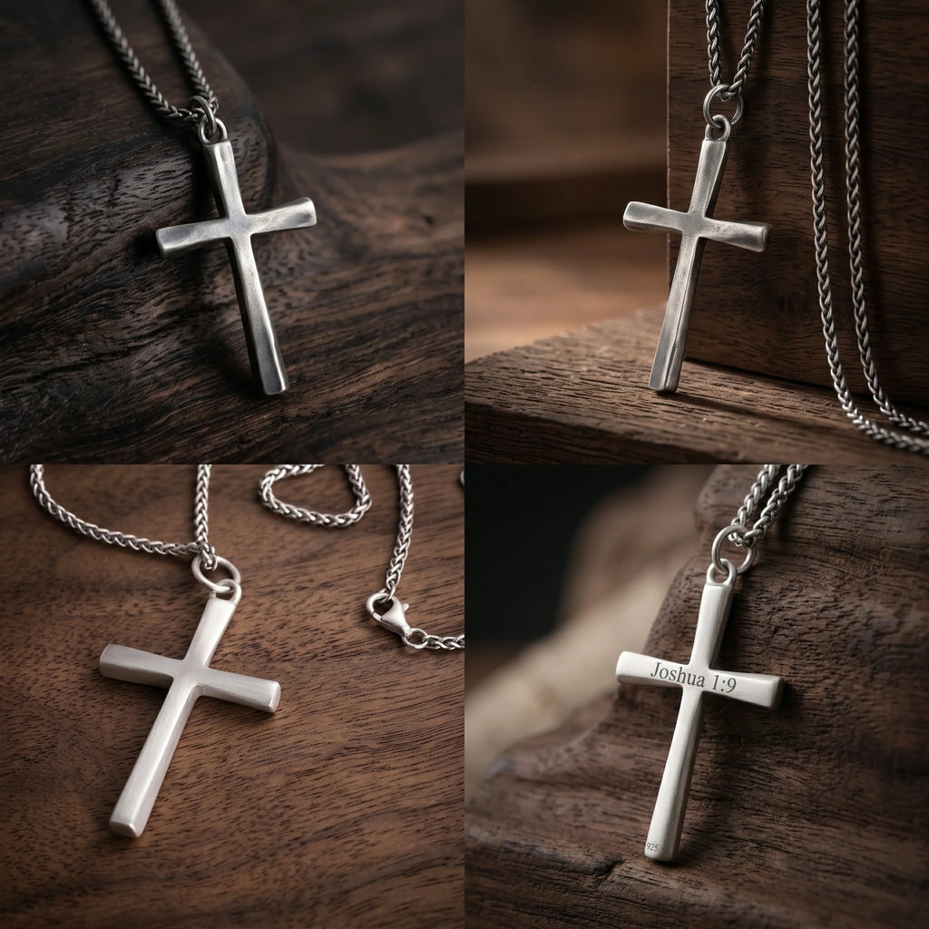 925 Sterling Silver Engravable Twisted Cross Pendant Anchored In Divine Grace