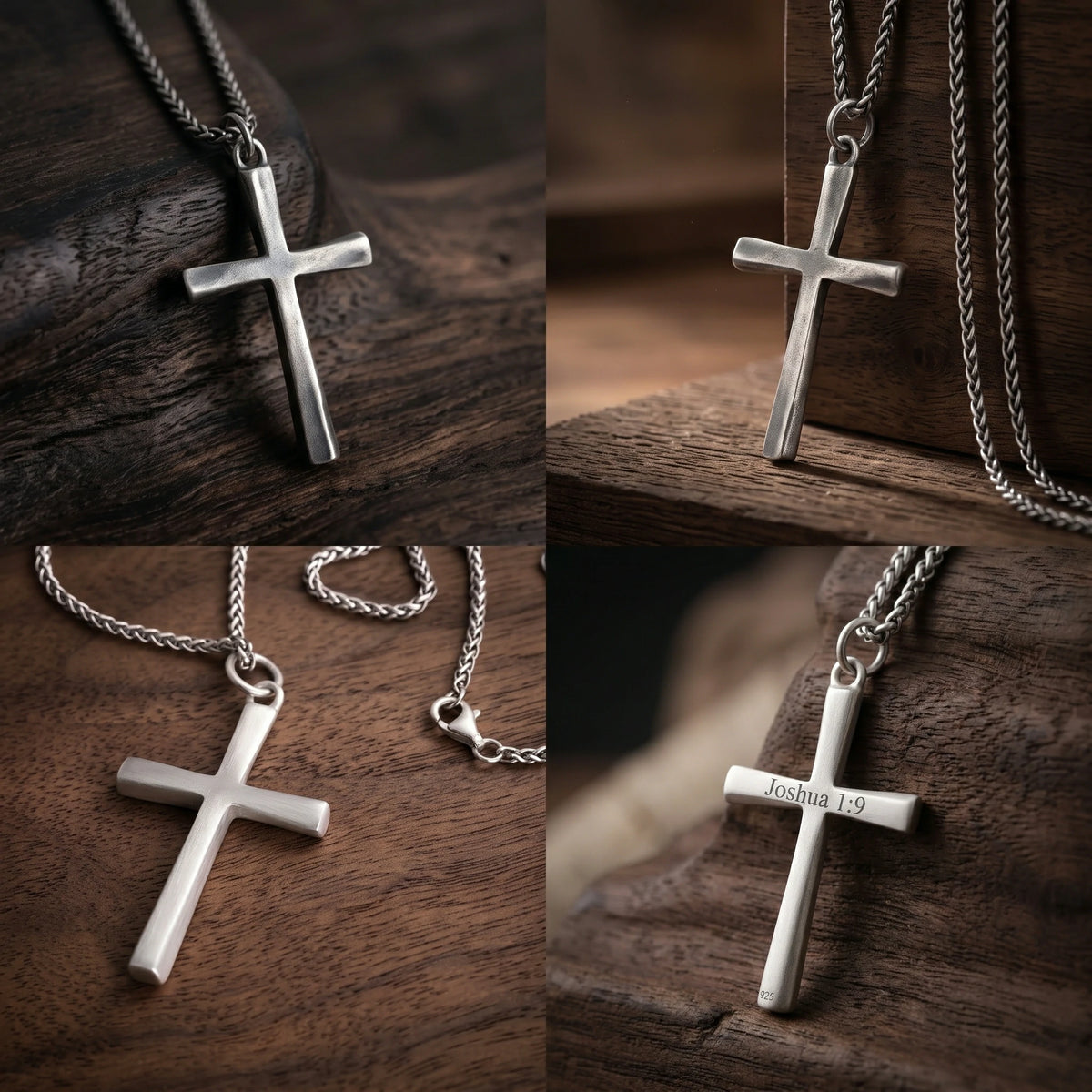 925 Sterling Silver Engravable Twisted Cross Pendant Anchored In Divine Grace