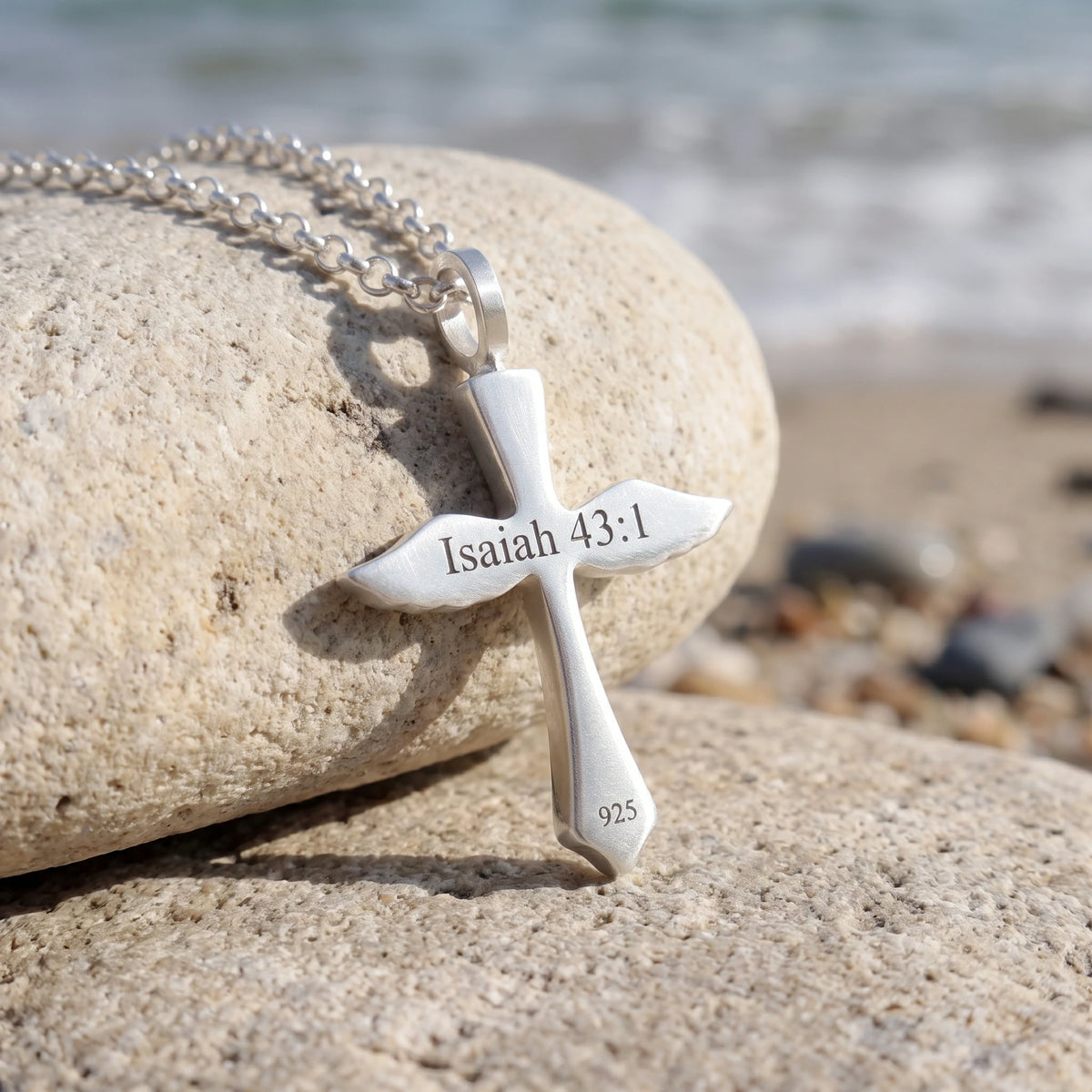 Custom 925 Sterling Silver Angel Wings Cross Pendant Bringing Holy Protection And Grace