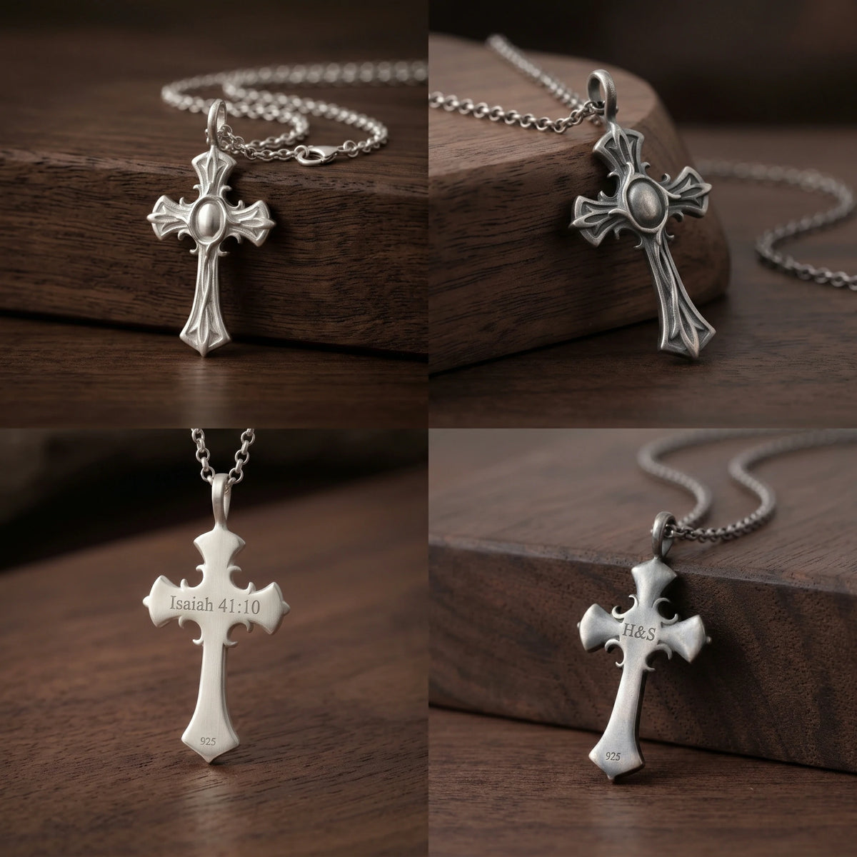 Personalized 925 Sterling Silver Gothic Cross Pendant Honoring Christ’s Redeeming Love
