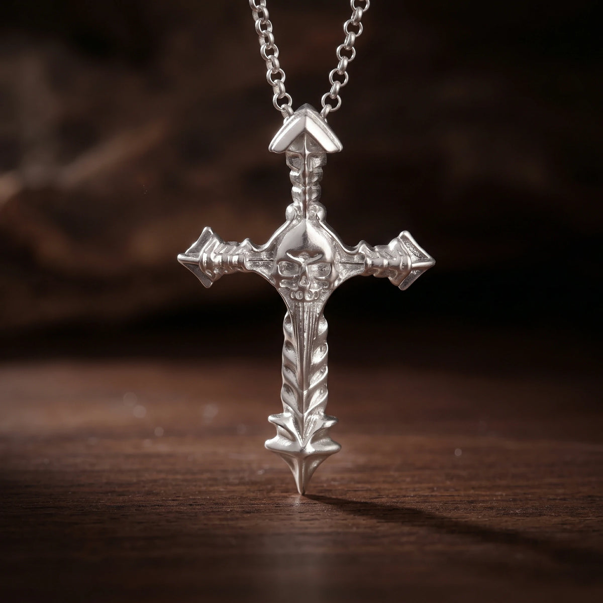 925 Sterling Silver Engravable Skull Cross Pendant Guarding Your Faith In Divine Light