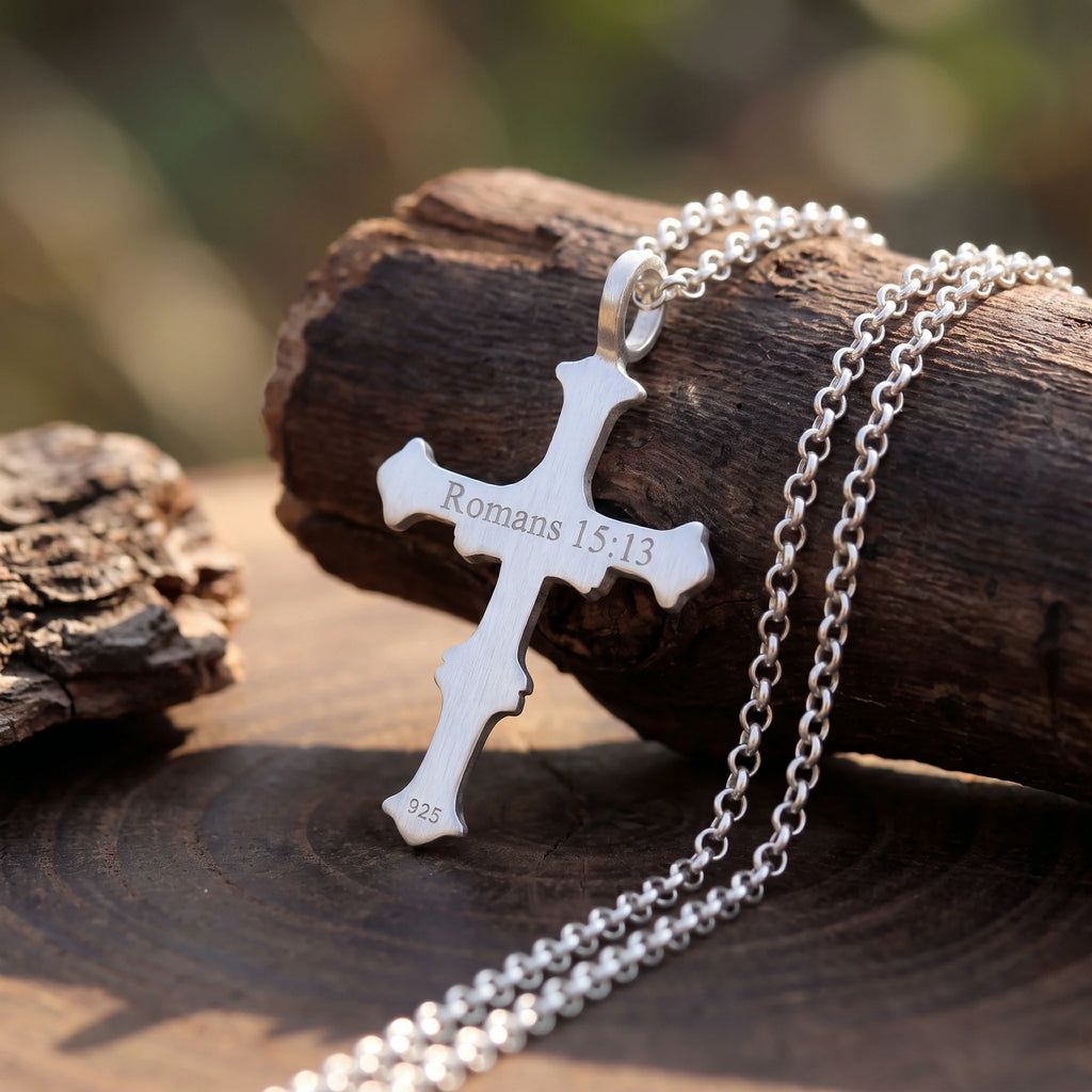 925 Sterling Silver Engravable All Seeing Eye Cross Pendant Guided By Divine Providence