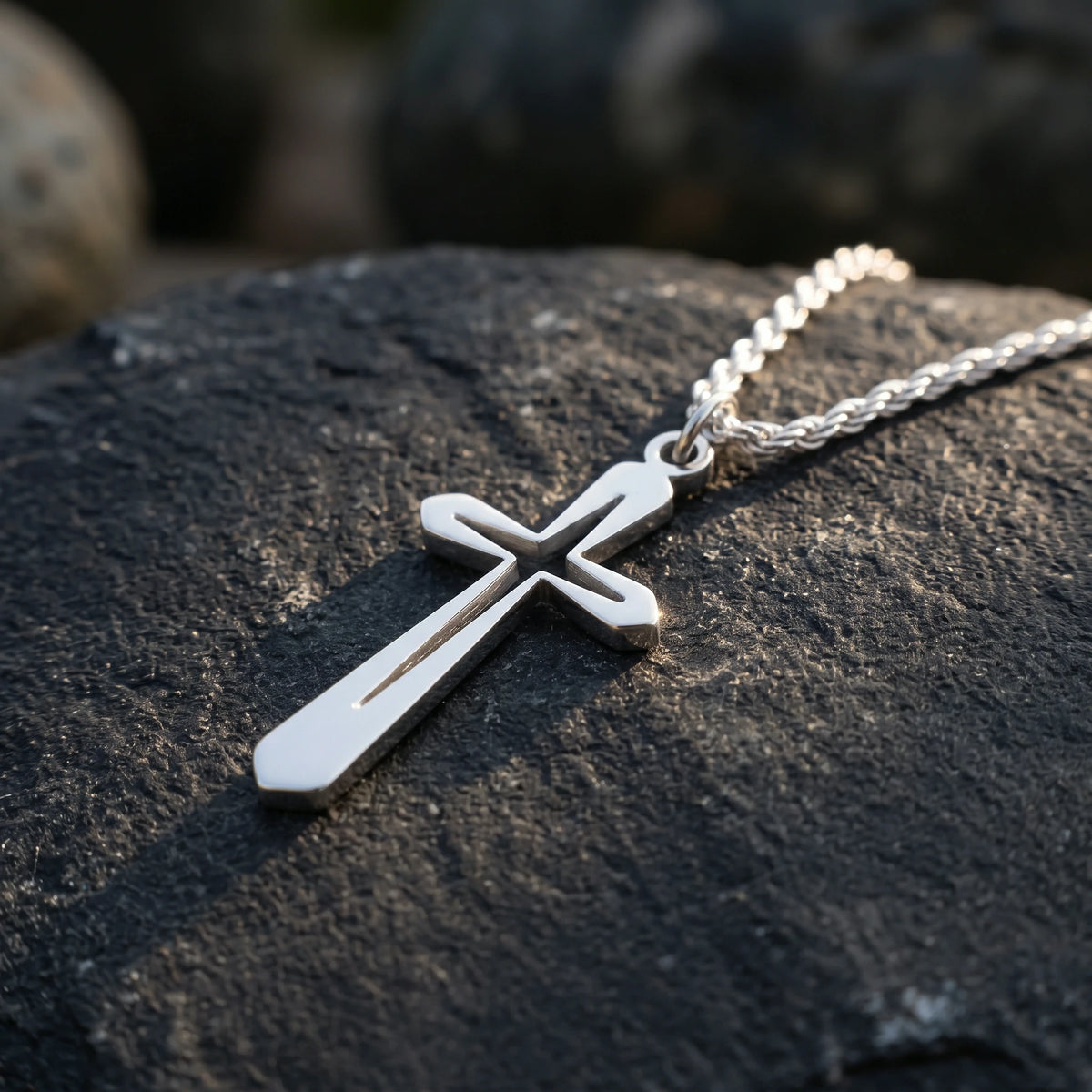 925 Sterling Silver Hollow Cross Pendant Embodying His Eternal Grace and Holy Light
