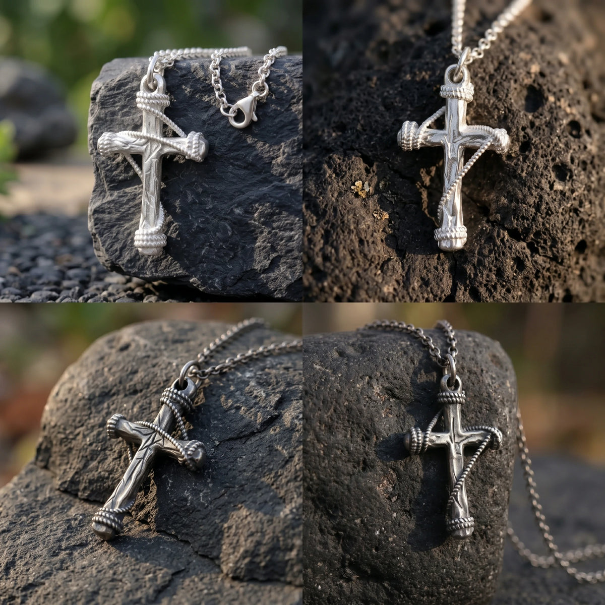 925 Sterling Silver Sacred Rope Cross Pendant Binding Your Soul To Eternal Divine Love