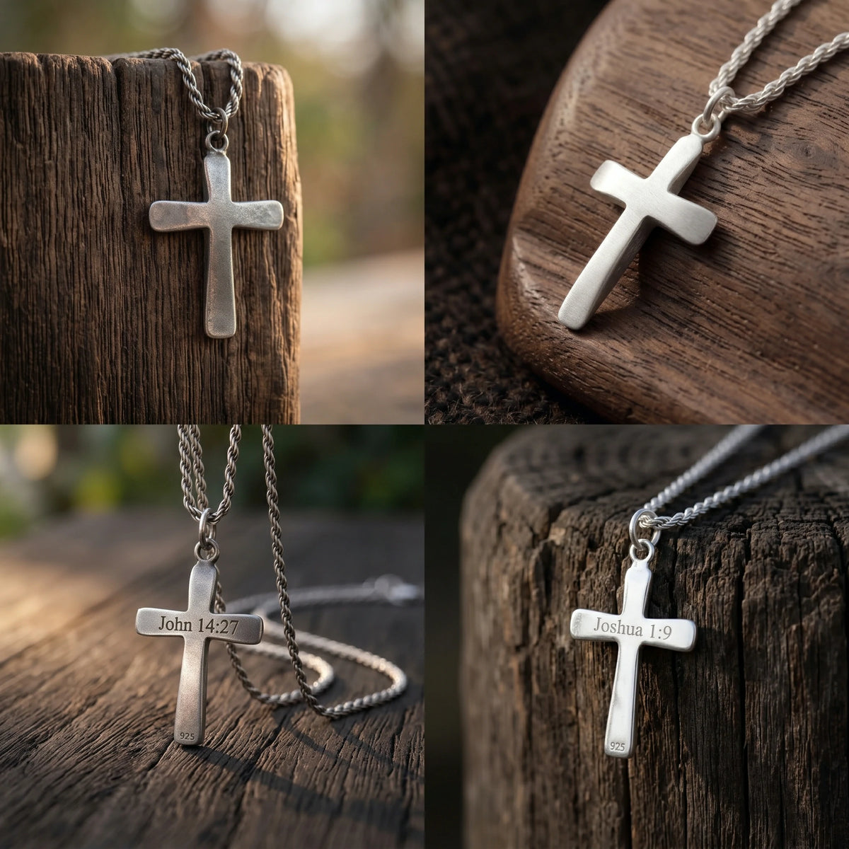 Custom 925 Sterling Silver Domed Cross Pendant for Unshakable Faith and Divine Peace